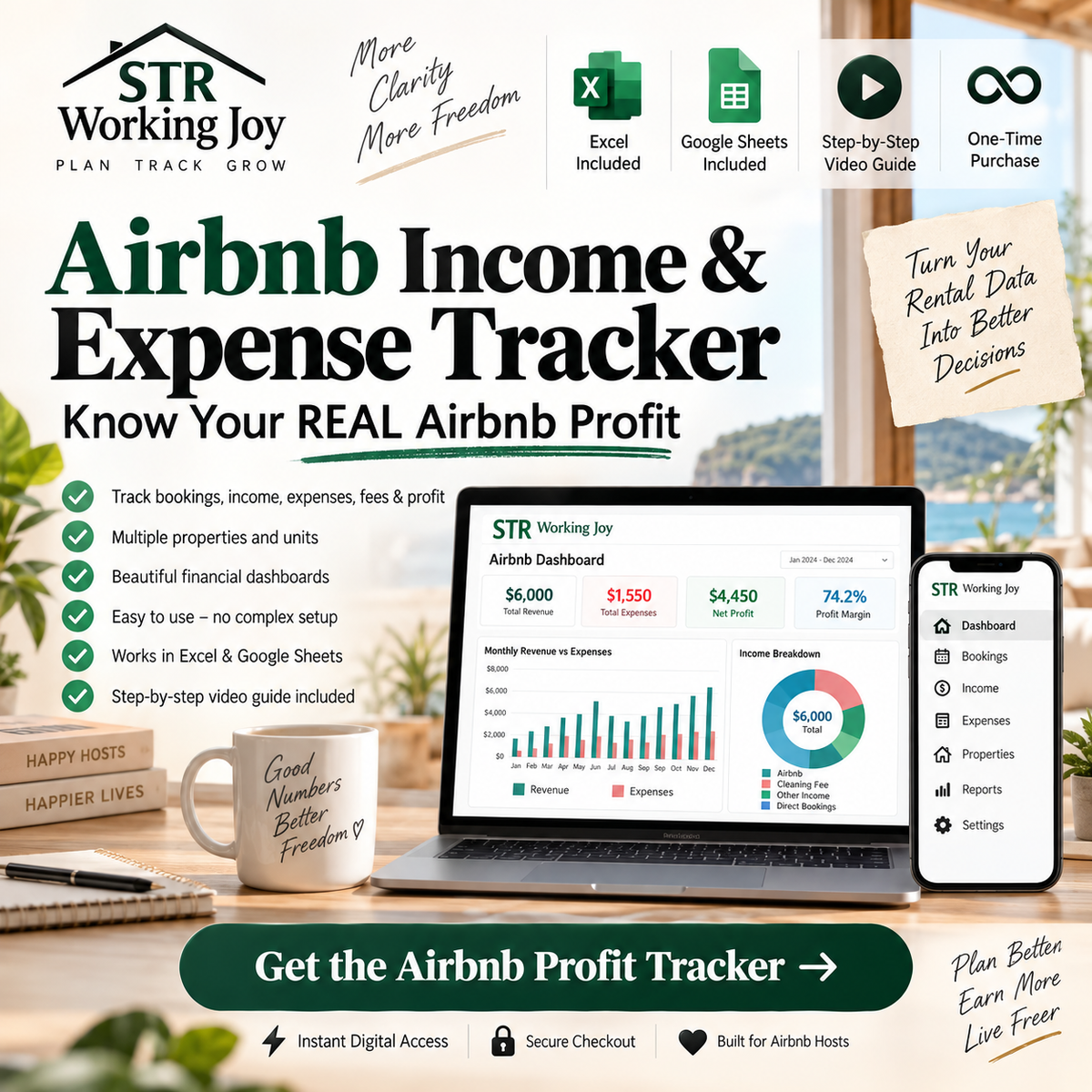 Airbnb Income & Expense Tracker — STR Working Joy